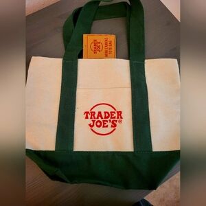 Green Trader Joes Mini Canvas Tote
